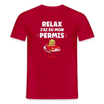 Humour permis de conduire - T-shirt homme - rouge - Devant - AI Model Male 178 dark (178cm)
