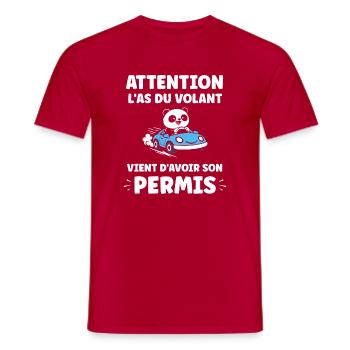 Humour permis de conduire - T-shirt homme - rouge - Devant - AI Model Male 178 dark (178cm)