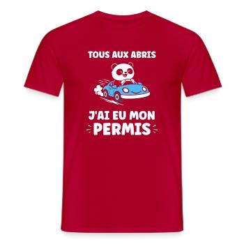 Humour permis de conduire - T-shirt homme - rouge - Devant - AI Model Male 178 dark (178cm)