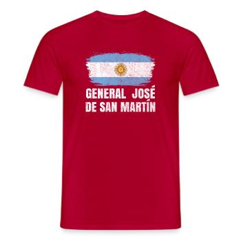 General Jose de San Martin Argentine Design - T-shirt homme - rouge - Devant - AI Model Male 178 dark (178cm)