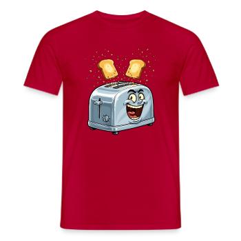 Fröhlicher Toaster mit springendem Toast - Männer T-Shirt - Rot - Vorne - AI Model Male 178 dark (178cm)