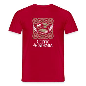 Académie Celtique L’Art de l’Apprentissage - T-shirt homme - rouge - Devant - AI Model Male 178 dark (178cm)