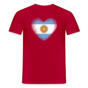 Argentina Flag Heart Proud Argentine Pride Art - Men's T-Shirt - red - Front - AI Model Male 178 dark (178cm)