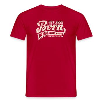 Né en mars 2006 - Anniversaire - Cadeau - T-shirt homme - rouge - Devant - AI Model Male 178 dark (178cm)