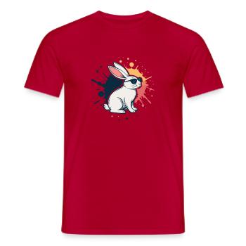 Cooler Hase mit Gläsern und Spritzern - Männer T-Shirt - Rot - Vorne - AI Model Male 178 dark (178cm)