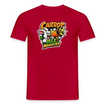 Karotten Megafon Bunny – Comic Stil - Männer T-Shirt - Rot - Vorne - AI Model Male 178 dark (178cm)