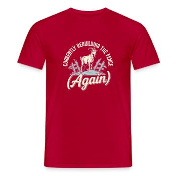 Fence is repaired again | Goat Farm Humor - Men's T-Shirt - red - Front - AI Model Male 178 dark (178cm)