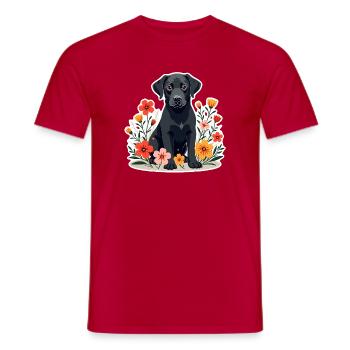 Chien labrador noir - T-shirt homme - rouge - Devant - AI Model Male 178 dark (178cm)