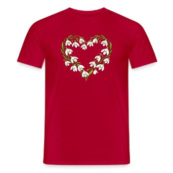 Snowdrop Heart Wreath Illustration - Men's T-Shirt - red - Front - AI Model Male 178 dark (178cm)