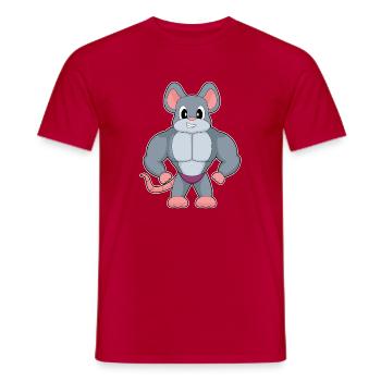 Mouse Bodybuilder Bodybuilding Sport - Men's T-Shirt - red - Front - AI Model Male 178 dark (178cm)