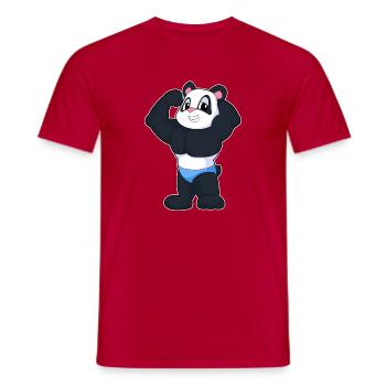 Panda Bodybuilder Bodybuilding Sport - Men's T-Shirt - red - Front - AI Model Male 178 dark (178cm)