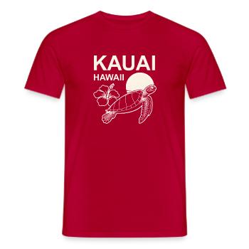 Kauai Turtle Hibiscus - Men's T-Shirt - red - Front - AI Model Male 178 dark (178cm)