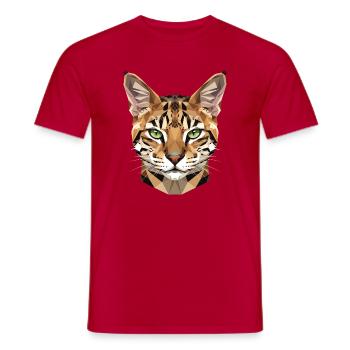 Savannah Cat Cat Mom Cute Serval Leopard Cats - Men's T-Shirt - red - Front - AI Model Male 178 dark (178cm)