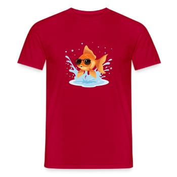 Golden Fish Summer Glasses - Men's T-Shirt - red - Front - AI Model Male 178 dark (178cm)
