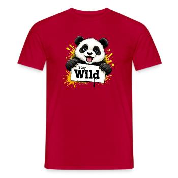 Panda Graffiti Illustration Stay Wild - T-shirt homme - rouge - Devant - AI Model Male 178 dark (178cm)