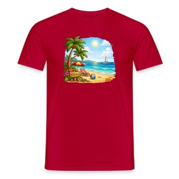 Willkommen am Tropenstrand - Männer T-Shirt - Rot - Vorne - AI Model Male 178 dark (178cm)