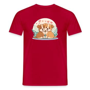Hundefreundschaft - Männer T-Shirt - Rot - Vorne - AI Model Male 178 dark (178cm)