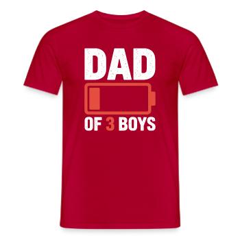 Dad of 3 Boys Battery Icon - Men's T-Shirt - red - Front - AI Model Male 178 dark (178cm)