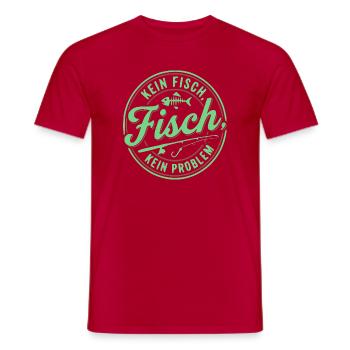 Kein Fisch, Kein Problem, Angler Shirt, Hoodie - Männer T-Shirt - Rot - Vorne - AI Model Male 178 dark (178cm)