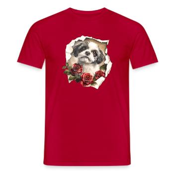 Shih Tzu mit Rosen - Männer T-Shirt - Rot - Vorne - AI Model Male 178 dark (178cm)