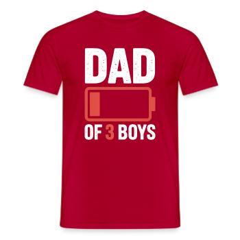 Dad of 3 Boys Batterie-Emblem - Männer T-Shirt - Rot - Vorne - AI Model Male 178 dark (178cm)