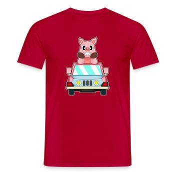 Schwein Auto - Männer T-Shirt - Rot - Vorne - AI Model Male 178 dark (178cm)