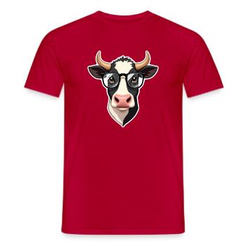 Vache avec des lunettes - T-shirt homme - rouge - Devant - AI Model Male 178 dark (178cm)