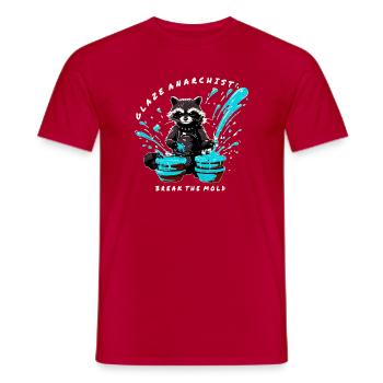 Glaze Anarchist Raccoon - Break the Mold - Men's T-Shirt - red - Front - AI Model Male 178 dark (178cm)