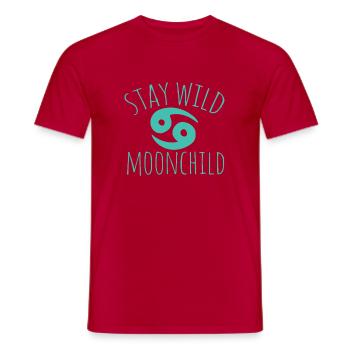 Bleib wild, Mondkind - Männer T-Shirt - Rot - Vorne - AI Model Male 178 dark (178cm)