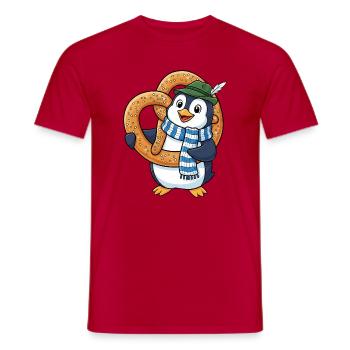 Süßer Pinguin mit Brezel Bayern Cartoon - Männer T-Shirt - Rot - Vorne - AI Model Male 178 dark (178cm)
