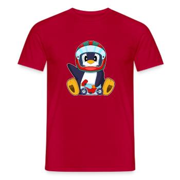 Penguin Motorcycle - Men's T-Shirt - red - Front - AI Model Male 178 dark (178cm)