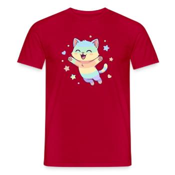 Pastel Cat Star Joy - Men's T-Shirt - red - Front - AI Model Male 178 dark (178cm)