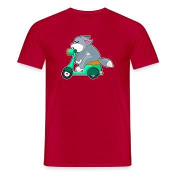 Katze Motorroller - Männer T-Shirt - Rot - Vorne - AI Model Male 178 dark (178cm)