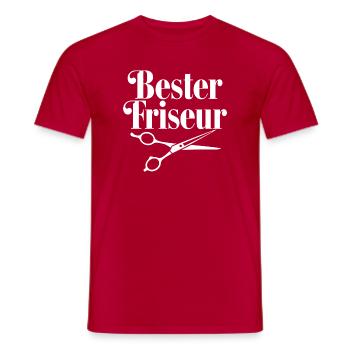Bester Friseur mit Scheren-Logo - Männer T-Shirt - Rot - Vorne - AI Model Male 178 dark (178cm)