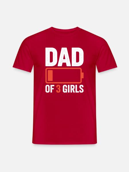Dad of 3 Girls Battery Icon - Men's T-Shirt - red