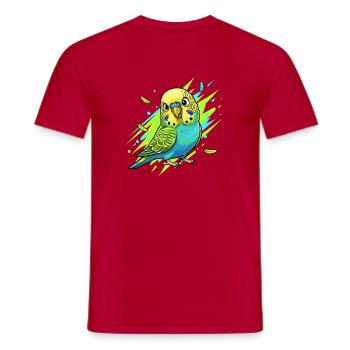 Neon Budgie Color Explosion - Men's T-Shirt - red - Front - AI Model Male 178 dark (178cm)