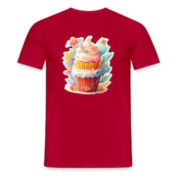 Flower Cupcake - Men's T-Shirt - red - Front - AI Model Male 178 dark (178cm)