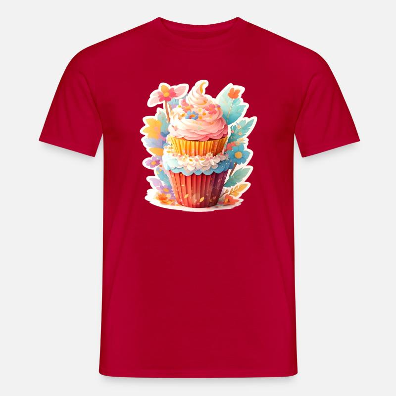 Blumen Cupcake  - Männer T-Shirt - Rot