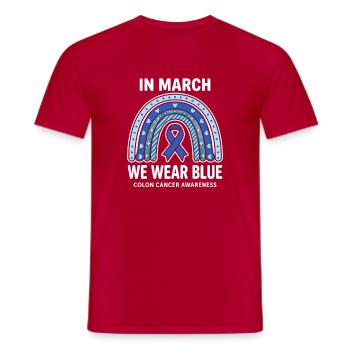 En mars, nous portons des Bleus pour la sensibilisation au cancer du côlon - T-shirt homme - rouge - Devant - AI Model Male 178 dark (178cm)