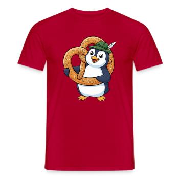 Dessin animé Bavaria du Pingouin mignon avec un bretzel - T-shirt homme - rouge - Devant - AI Model Male 178 dark (178cm)