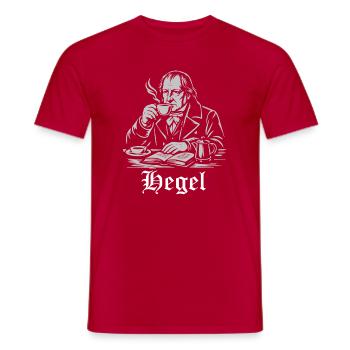 Le philosophe Hegel boit du café - T-shirt homme - rouge - Devant - AI Model Male 178 dark (178cm)