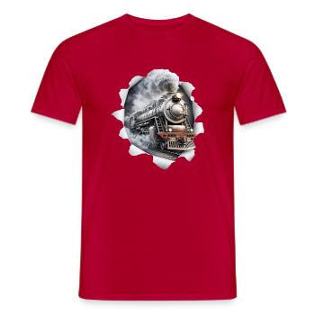 Le modèle du train Lokomotiv sort de la chemise - T-shirt homme - rouge - Devant - AI Model Male 178 dark (178cm)