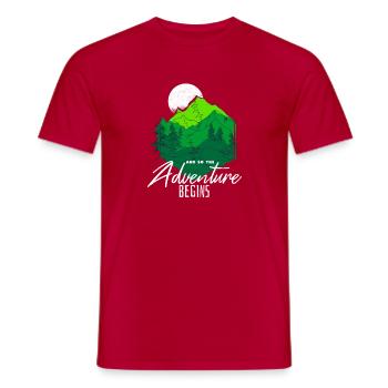 And So The Adventure Begins Mountain Forest Art - Men's T-Shirt - red - Front - AI Model Male 178 dark (178cm)