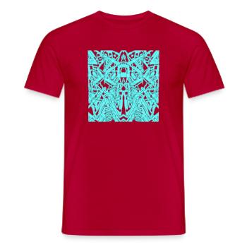 Ornement de symétrie turquoise - T-shirt homme - rouge - Devant - AI Model Male 178 dark (178cm)