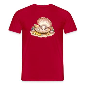 Coquillage de perle avec illustration de trésor - T-shirt homme - rouge - Devant - AI Model Male 178 dark (178cm)