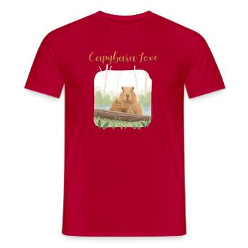 T-Shirt-Design „Capybara Love“ - Männer T-Shirt - Rot - Vorne - AI Model Male 178 dark (178cm)