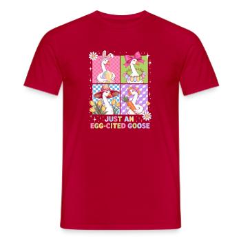 Eierfreudige Gans im Vier Panel - Männer T-Shirt - Rot - Vorne - AI Model Male 178 dark (178cm)