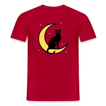 Chat Lune Étoiles Sorcellerie - T-shirt homme - rouge - Devant - AI Model Male 178 dark (178cm)
