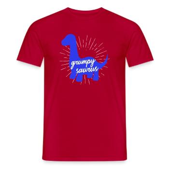 Grumpysaur Funny Dinosaur Brachiosaurus Design - Men's T-Shirt - red - Front - AI Model Male 178 dark (178cm)
