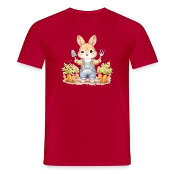 Cute bunny in the carrot bed - Men's T-Shirt - red - Front - AI Model Male 178 dark (178cm)